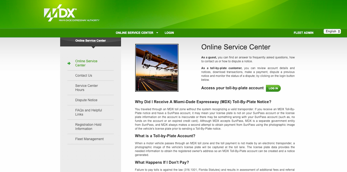 MDX toll